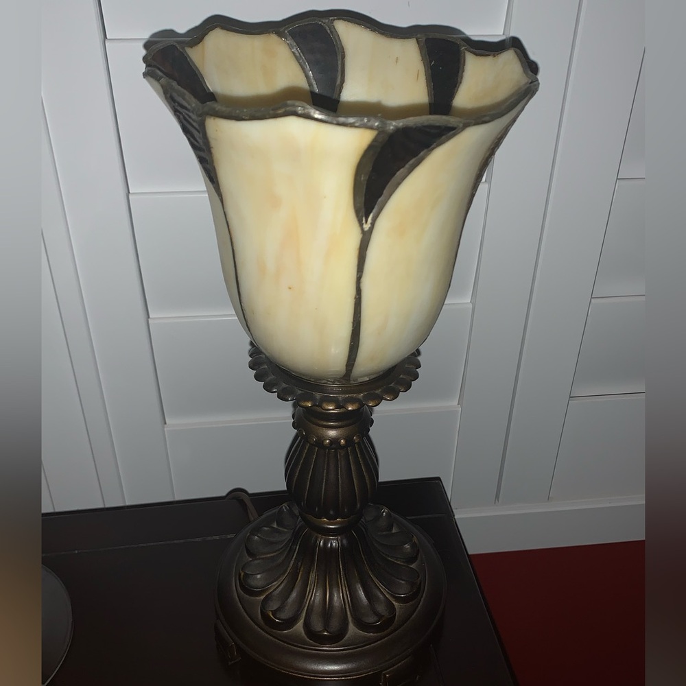 Cream and Brown Decorative Accent Lamp